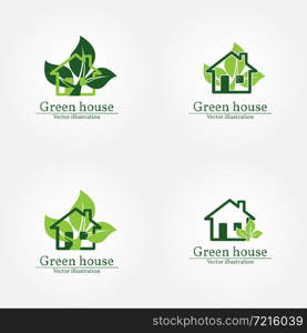 Green house logo. Energy saving concept. Vector illustration.Vector logo template.. Green house logo. Energy saving concept. Vector illustration.Vec