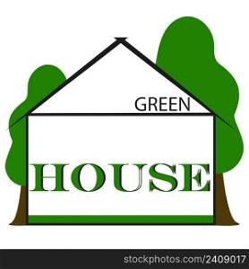 green house logo, linear style vector template, ecology life concept