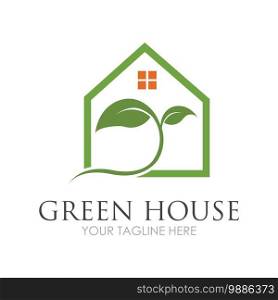 Green House Logo Template Design Vector Illustration