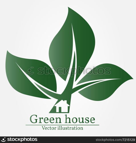 Green house logo. Vector illustration.