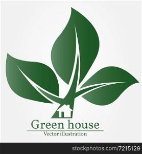 Green house logo. Vector illustration.