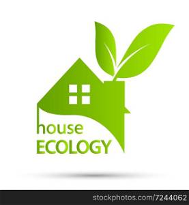 Green house symbol,ecology icon on white background.vector illustration