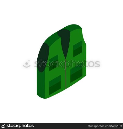 Green hunter vest isometric 3d icon on a white background. Green hunter vest isometric 3d icon