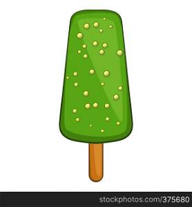Green ice cream icon. Cartoon illustration of ice cream vector icon for web design. Green ice cream icon, cartoon style