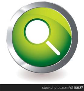 green icon with silver metal bevel and magnifying glass symbol