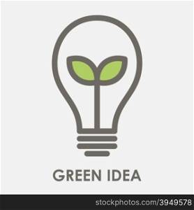 green idea. light bulb with small shoot