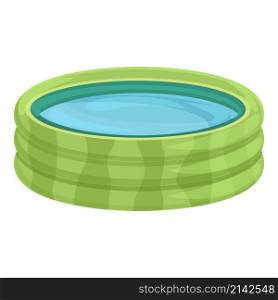 Green inflatable pool icon cartoon vector. Aqua house. Sea child. Green inflatable pool icon cartoon vector. Aqua house