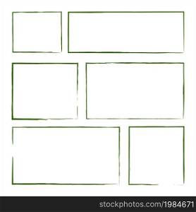 Green ink rectangle outline set. Abstract art design. Doodle style. Pen drawing. Vector illustration. Stock image. EPS 10.. Green ink rectangle outline set. Abstract art design. Doodle style. Pen drawing. Vector illustration. Stock image.