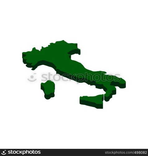 Green Italy map icon in isometric 3d style on a white background. Green Italy map icon, isometric 3d style
