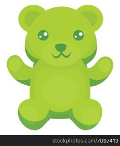 Green jelly bear, illustration, vector on white background.