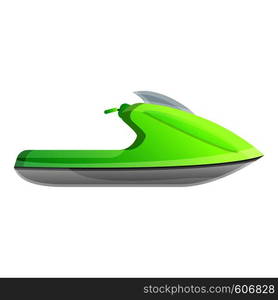 Green jet ski icon. Cartoon of green jet ski vector icon for web design isolated on white background. Green jet ski icon, cartoon style