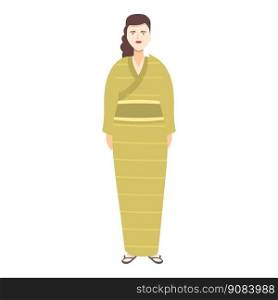 Green kimono icon cartoon vector. Asian person. Asia lady. Green kimono icon cartoon vector. Asian person
