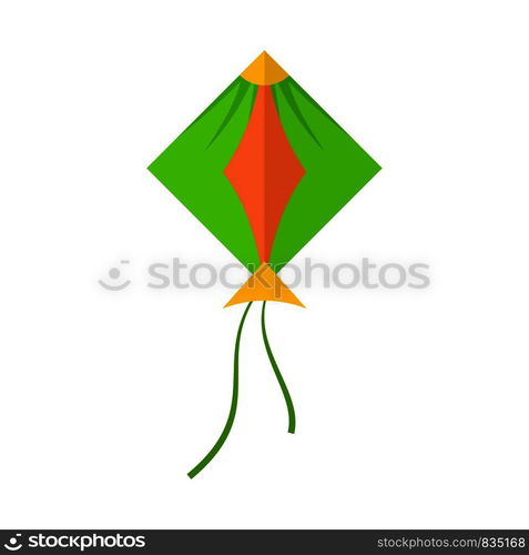 Green kite icon. Flat illustration of green kite vector icon for web isolated on white. Green kite icon, flat style