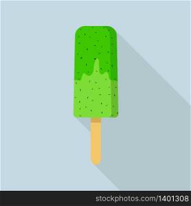 Green kiwi popsicle icon. Flat illustration of green kiwi popsicle vector icon for web design. Green kiwi popsicle icon, flat style