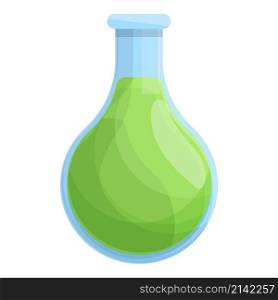Green lab flask icon cartoon vector. Medical science. Chemical test. Green lab flask icon cartoon vector. Medical science