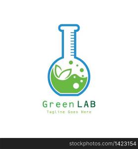 Green Lab Logo Design Concept Vector. Creative Lab with leaf Logo Template