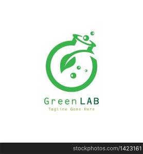 Green Lab Logo Design Concept Vector. Creative Lab with leaf Logo Template