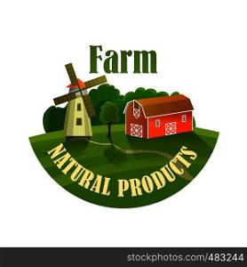 Green label of healthy natural farm fresh food flat icon on a white background . Green label of healthy natural farm fresh food