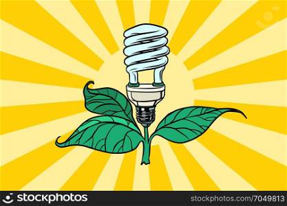 green lamp environment and alternative energy. Comic book cartoon pop art illustration retro vector. green lamp environment and alternative energy