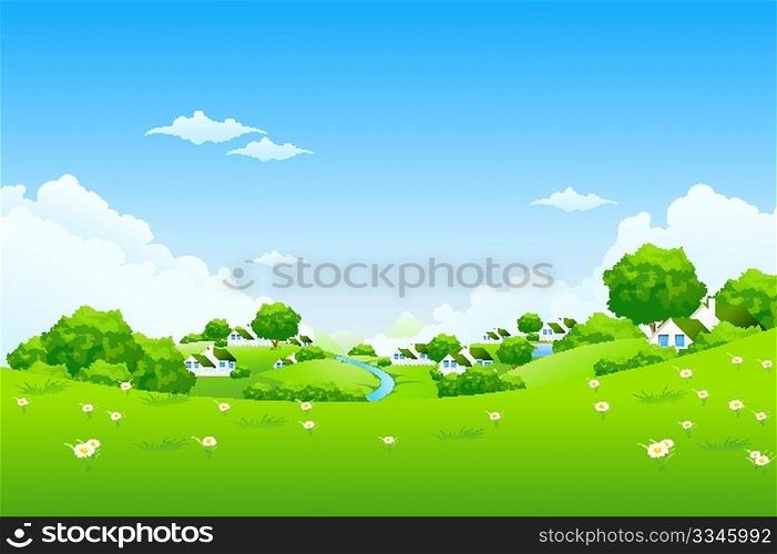 Green Landscape with houses