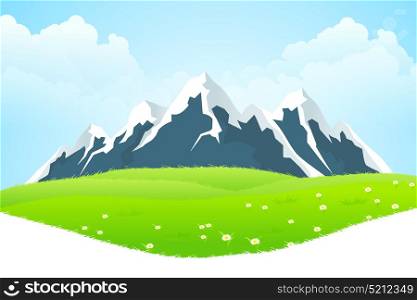 Green Landscape with Mountains