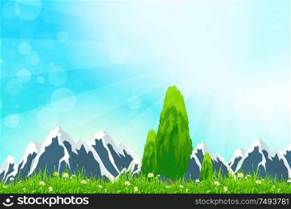 Green Landscape with Mountains