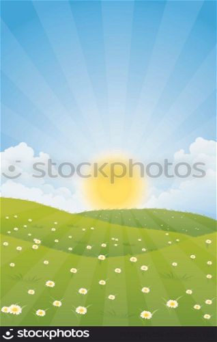 Green Landscape with Sun