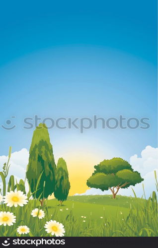 Green Landscape with Trees