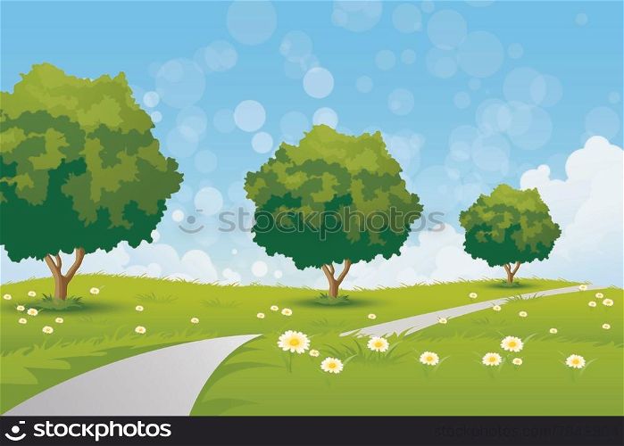 Green Landscape with Trees