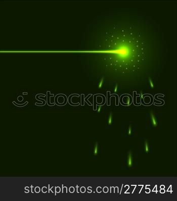 Green laser beam background with copy space.