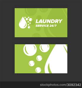 Green Laundry Service Business card two sides template. Green Laundry Service Business card