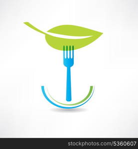 green leaf and blue fork icon