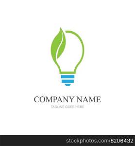 green leaf and light logo illustration design