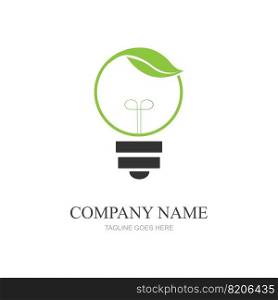 green leaf and light logo illustration design