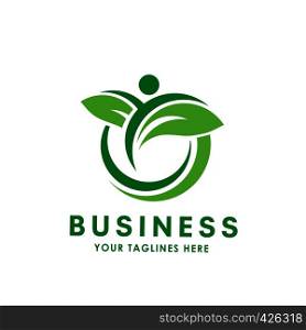 green leaf circle vector logo, Eco graphic creative template. nature health green logo vector