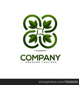 green leaf circle vector logo. green leaf connection logo Leaf logo ,Eco graphic creative template. nature health green logo vector