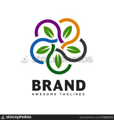 green leaf circle vector logo. green leaf connection logo Leaf logo ,Eco graphic creative template. nature health green logo vector
