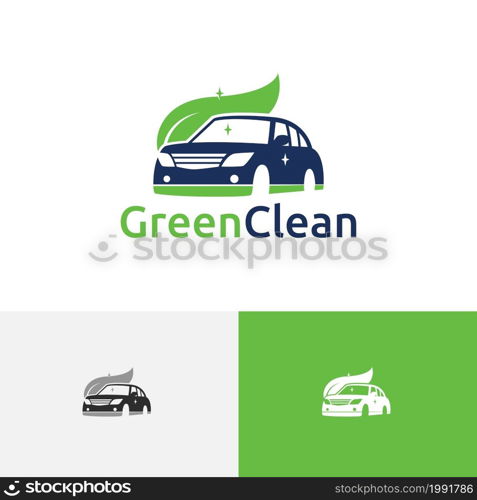 Green Leaf Clean Car Wash Carwash Auto Service Logo