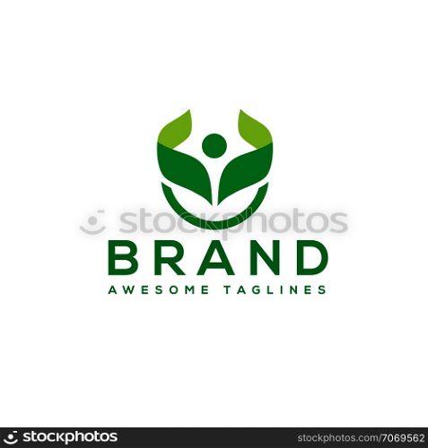 green leaf ecology and fitness health vector, abstract people health logo and abstract organic leaf logo,