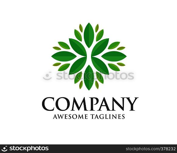 green leaf ecology nature element vector icon. Design shape leaf logo and abstract organic leaf logo.