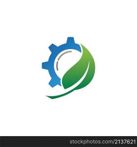 Green leaf Gear Icon Logo Design Element