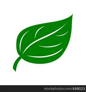 Green leaf icon in simple style on a white background. Green leaf icon, simple style