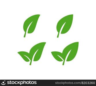 Green leaf icon set. Leaves illustration symbol. SIgn eco vector.