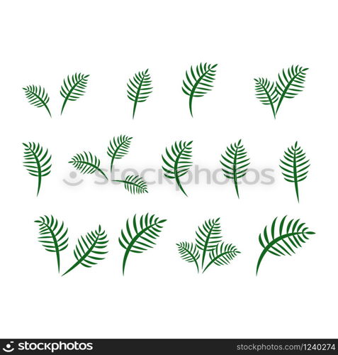 green leaf icons set on white background