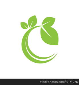 Green leaf illustration nature logo and symbol design