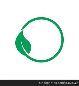 Green leaf illustration nature logo flat design template