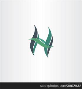 green leaf letter h ecology icon design