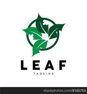 Green Leaf Logo, Ecology Natural Plant Vector, Nature Design, Illustration Template Icon