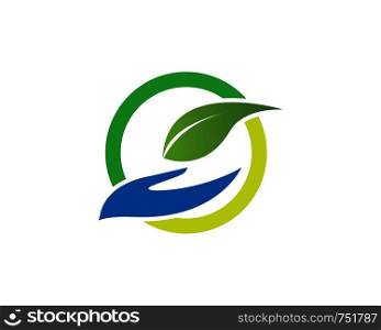 Green leaf logo ecology nature care element vector icon