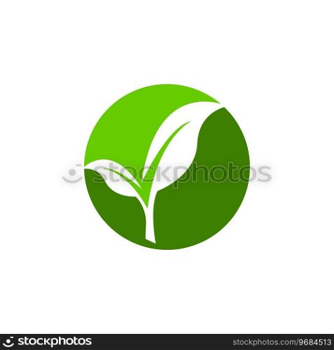 Green Leaf Nature Plant Conceptual Symbol Vector Illustration